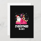 Kerstmis in juli Kerstman Zomer Flamingo Opblaasba Kaart (Voorkant / Achterkant)