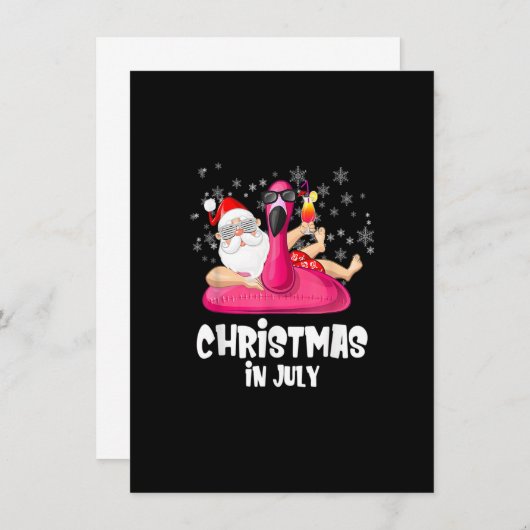 Kerstmis in juli Kerstman Zomer Flamingo Opblaasba Kaart (Voorkant / Achterkant)