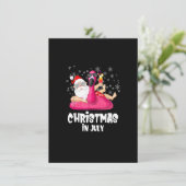 Kerstmis in juli Kerstman Zomer Flamingo Opblaasba Kaart (Staand voorkant)
