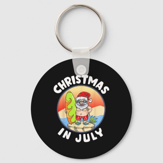 Kerstmis in juli Kerstman Zomer Strand Kerstmis in Sleutelhanger (Voorkant)
