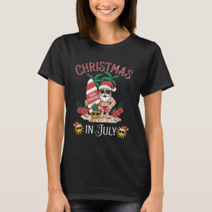 Kerstmis in juli kerstman zomer strandvakantie t-shirt