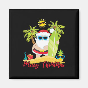 Kerstmis In Juli Kerstman Zomer Surfen Strand Surf Magneet