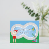 Kerstmis in juli Kerstman Zomer Zwembad Feestje Briefkaart (Staand voorkant)