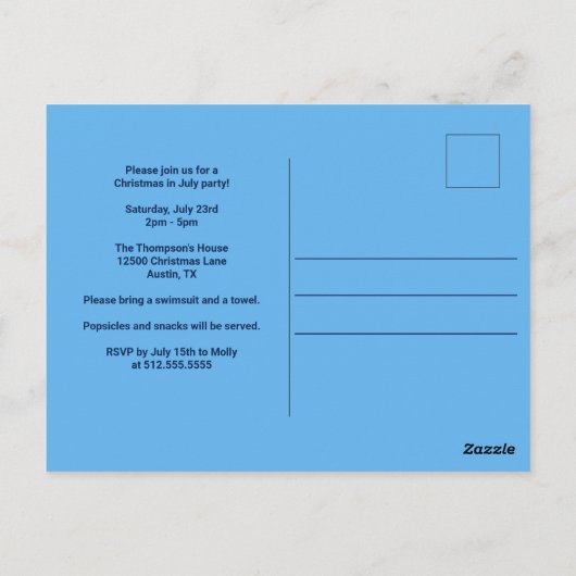 Kerstmis in juli Kerstman Zomer Zwembad Feestje Briefkaart (Achterkant)