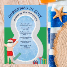 Kerstmis in juli Kerstman Zomer Zwembad Feestje