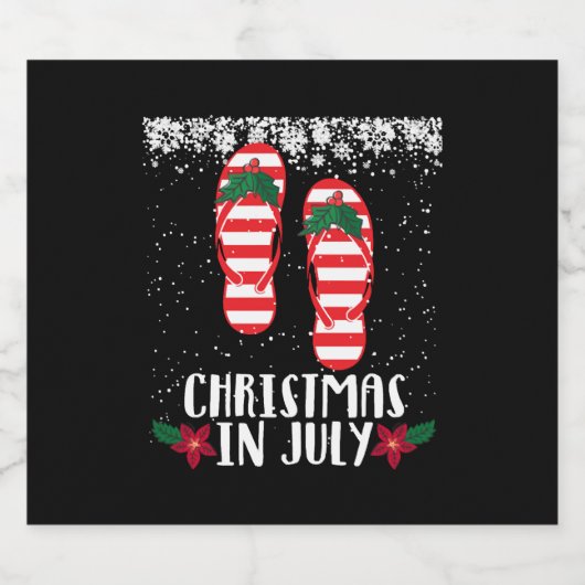 Kerstmis in juli Kerstmis Teenslippers Summer Holi Sparkling Wijnetiket (Enkel label)