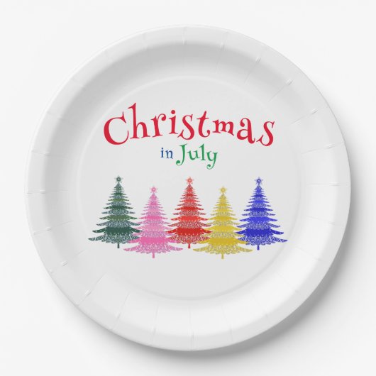 Kerstmis in juli Kleurrijk Feest Papieren Bordje (Voorkant)