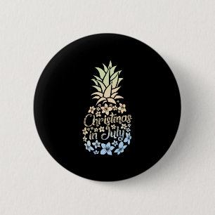 Kerstmis in juli Kleurrijke Ananas Strand Zomer Ronde Button 5,7 Cm