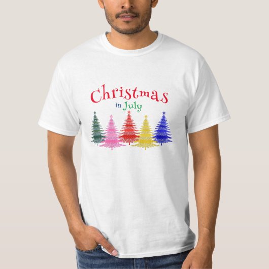 Kerstmis in juli Kleurrijke Plezier T-shirt (Voorkant)