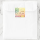 Kerstmis in juli Kleurrijke Tropische Strand Vierkante Sticker (Tas)