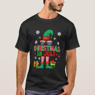 Kerstmis in juli kostuum elf zonnebril strand lov t-shirt
