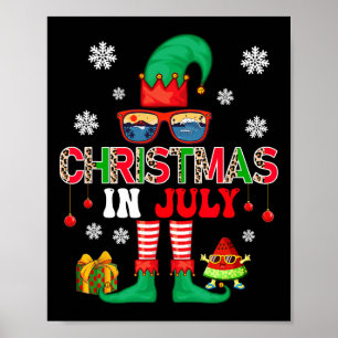 Kerstmis in juli kostuum Elf Zonnebril Strandliefh Poster