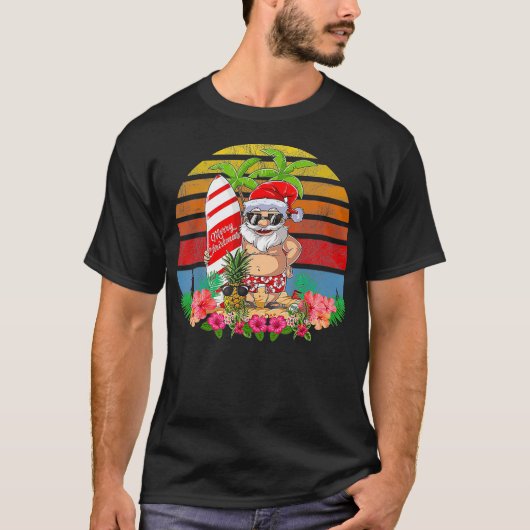 Kerstmis in juli kostuum Santa Surfing T-shirt (Voorkant)