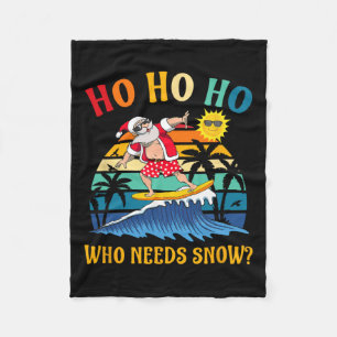 Kerstmis in juli leuk Santa surfen zomer strand V Fleece Deken