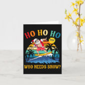 Kerstmis in juli Leuk Santa Surfen Zomer Strand V Kaart (Gele Bloem)