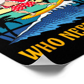 Kerstmis in juli Leuk Santa Surfen Zomer Strand V Poster (Hoek)