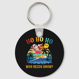 Kerstmis in juli Leuk Santa Surfen Zomer Strand V Sleutelhanger
