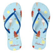 Kerstmis in juli leuk zomerpatroon blauw teenslippers (Voetbed)