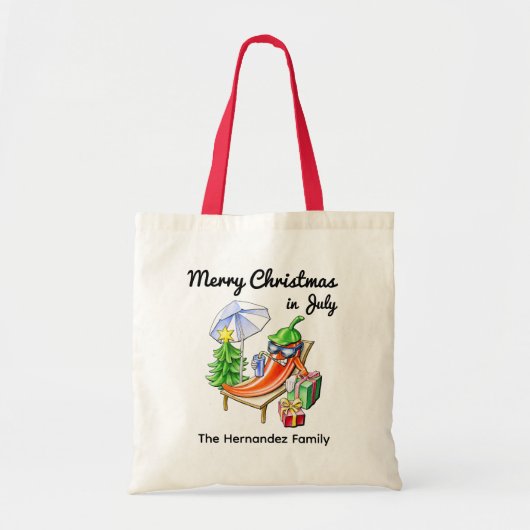 Kerstmis in juli Leuke zomer chili aangepaste fami Tote Bag (Voorkant)