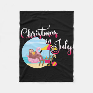 Kerstmis in juli - lui sloth op flamingo vlot - fleece deken