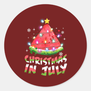 Kerstmis in juli Man watermeloenen zomer Ronde Sticker