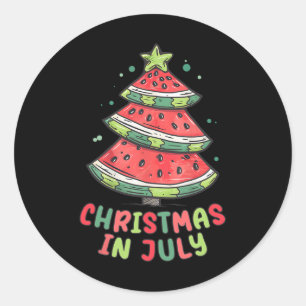 Kerstmis in juli Man watermeloenen zomer Ronde Sticker
