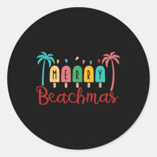 Kerstmis in juli Merry Beachmas Zomer Vakantie Ronde Sticker