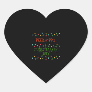 Kerstmis in juli met bier en BBQ Hart Sticker