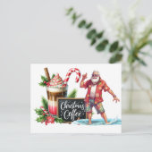 Kerstmis in juli met DE KERSTMAN op het strand  Briefkaart (Staand voorkant)