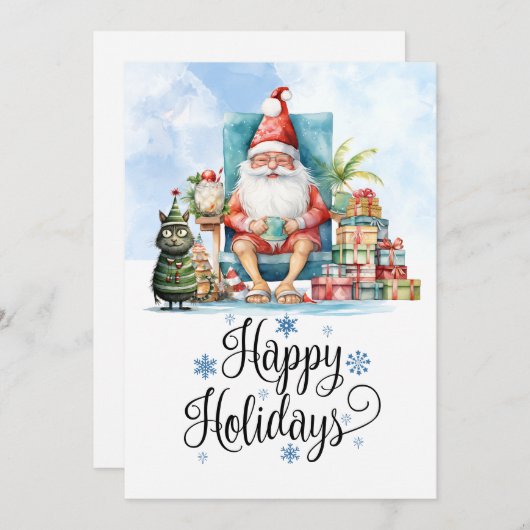 Kerstmis in juli met DE KERSTMAN op het strand Feestdagenkaart (Voorkant / Achterkant)