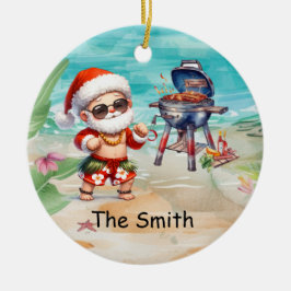 Kerstmis in juli met de Kerstman op het strand Keramisch Ornament