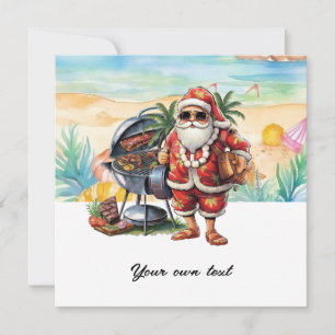 Kerstmis in juli met de kerstman op het strand Vak Feestdagenkaart