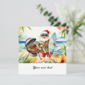 Kerstmis in juli met de kerstman op het strand Vak Feestdagenkaart (Staand voorkant)