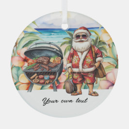 Kerstmis in juli met de kerstman op het strand Vak Glas Ornament