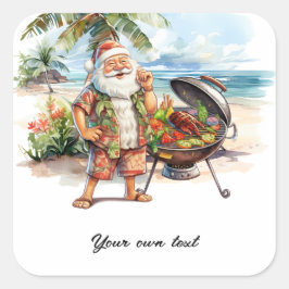 Kerstmis in juli met de kerstman op het strand Vak Vierkante Sticker