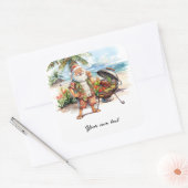Kerstmis in juli met de kerstman op het strand Vak Vierkante Sticker (Envelop)