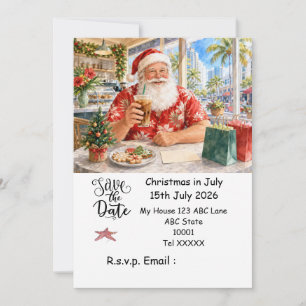 Kerstmis in juli met DE KERSTMAN Sla de datum op Kaart