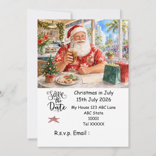 Kerstmis in juli met DE KERSTMAN Sla de datum op Kaart (Voorkant)
