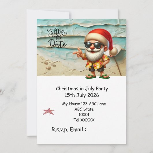 Kerstmis in juli met DE KERSTMAN Sla de datum op Kaart (Voorkant)