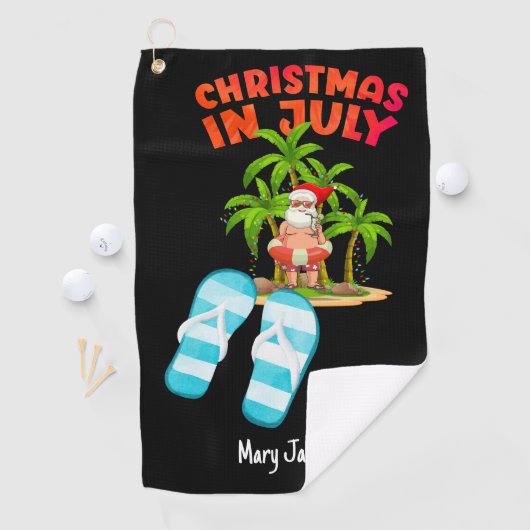 Kerstmis in juli met kerstman golfhanddoek (Insitu)