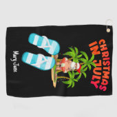 Kerstmis in juli met kerstman golfhanddoek (Horizontaal)