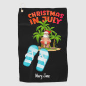 Kerstmis in juli met kerstman golfhanddoek (Voorkant)