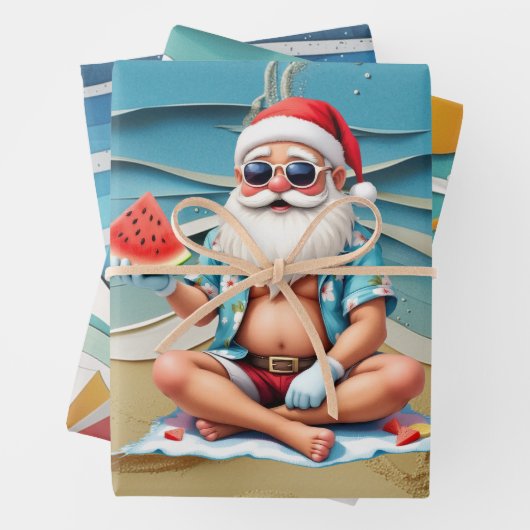 Kerstmis in juli met KERSTMAN Inpakpapier Vel (In situ)