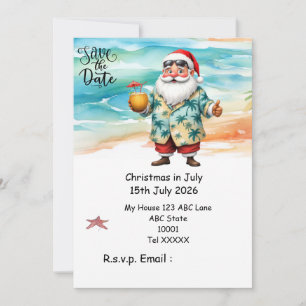 Kerstmis in juli met KLAAS DE SANTA Save the date Kaart