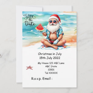 Kerstmis in juli met KLAAS DE SANTA Save the date Kaart