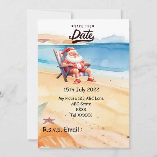 Kerstmis in juli met KLAUSJESKERSTMAN Sla de datum Kaart (Voorkant)