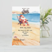 Kerstmis in juli met KLAUSJESKERSTMAN Sla de datum Kaart (Staand voorkant)