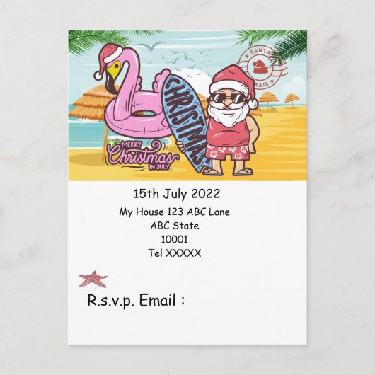 Kerstmis in juli met SANTA CLAUS Briefkaart (Voorkant)