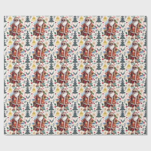 Kerstmis in juli met SANTA CLAUS Cadeaupapier (Vlak)