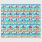 Kerstmis in juli met SANTA CLAUS Cadeaupapier (Vlak)